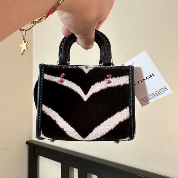 NWT Coach Rogue Bag 12 In Haircalf With Zebra Print (Micro Bag) - Picture 5 of 11